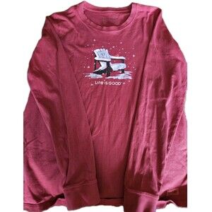 Life is Good Snowy Adirondack Cardinal Long Sleeve Crusher TShirt Women’s Large